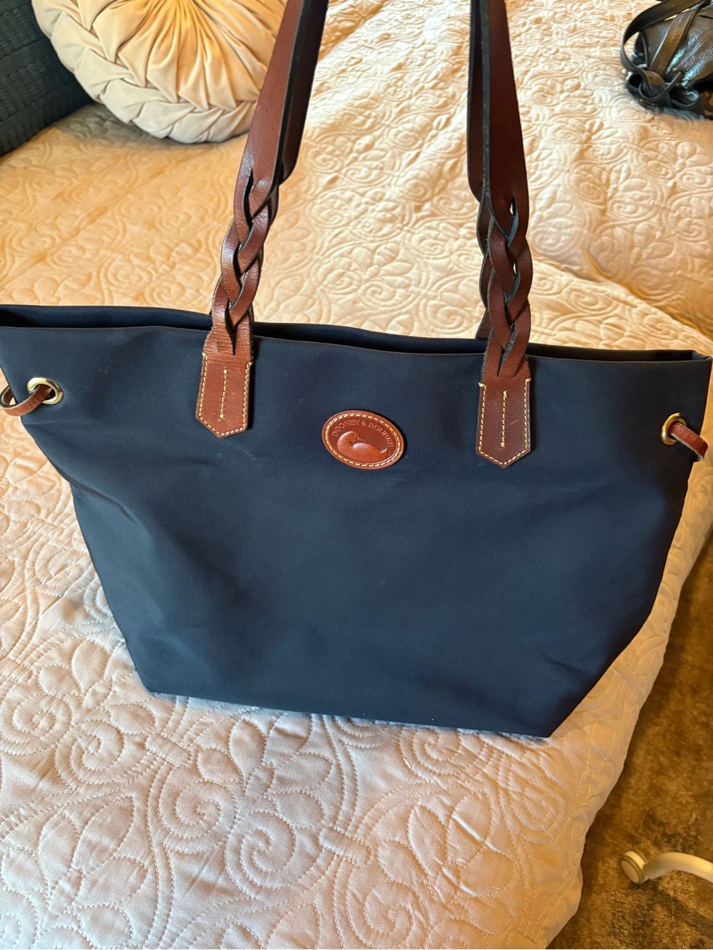 Dooney & Bourke black Tote with Brown Leather Straps